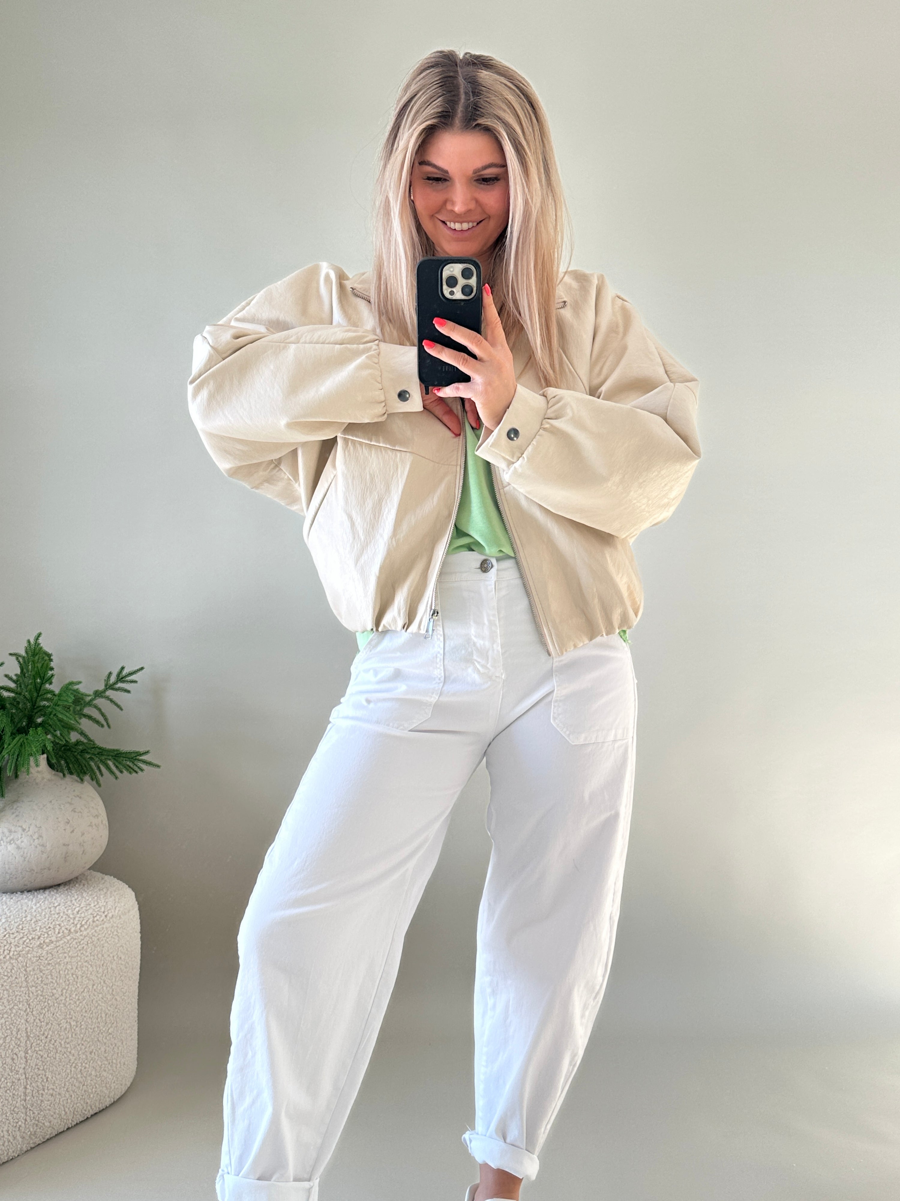 Kunstlederjacke in Beige
