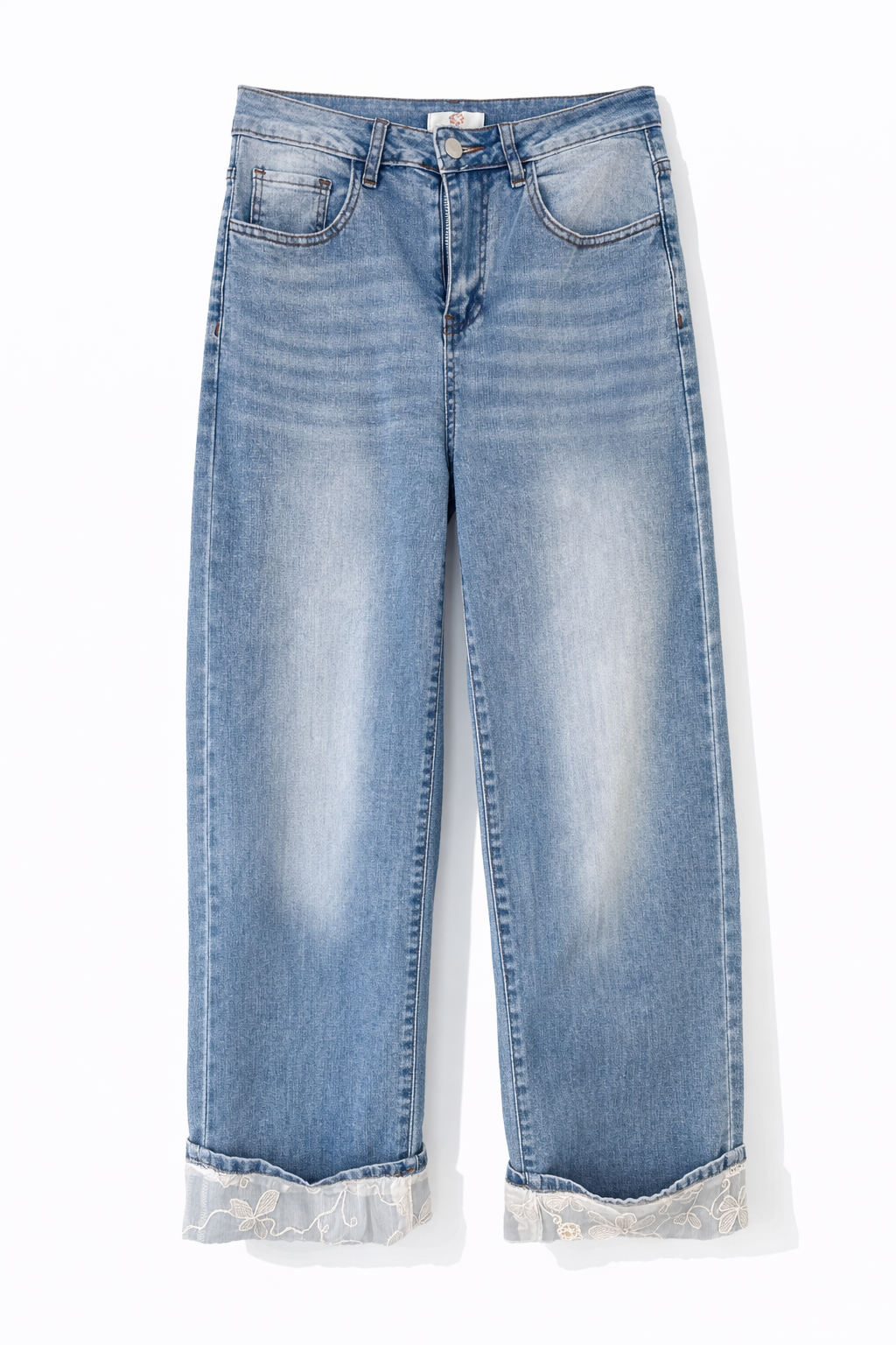 Jeans mit weitem Bein & Spitze unten