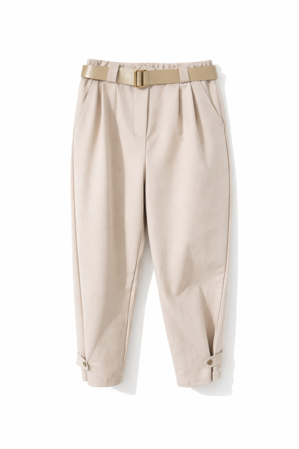 Hose in Beige mit Lasche unten