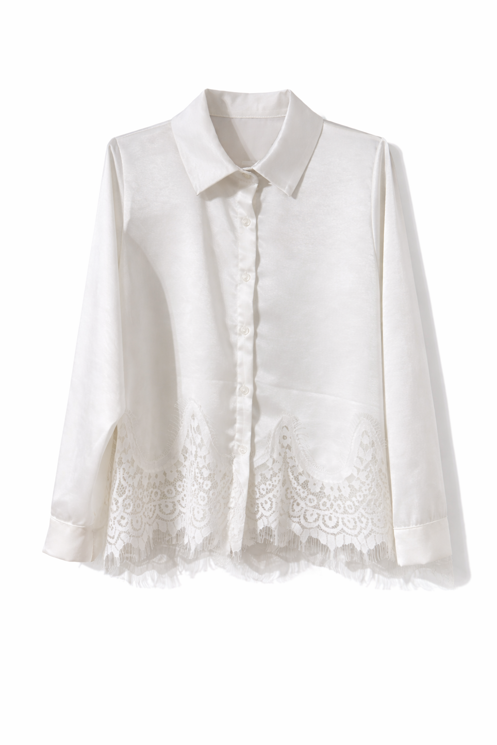 Bluse in Weiß mit Spitze unten