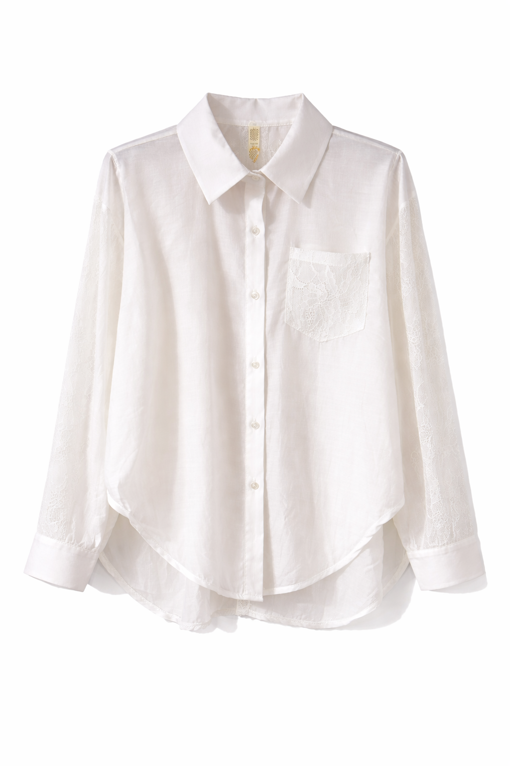 Bluse Weiß mit Spitze an Ärmel & hinten