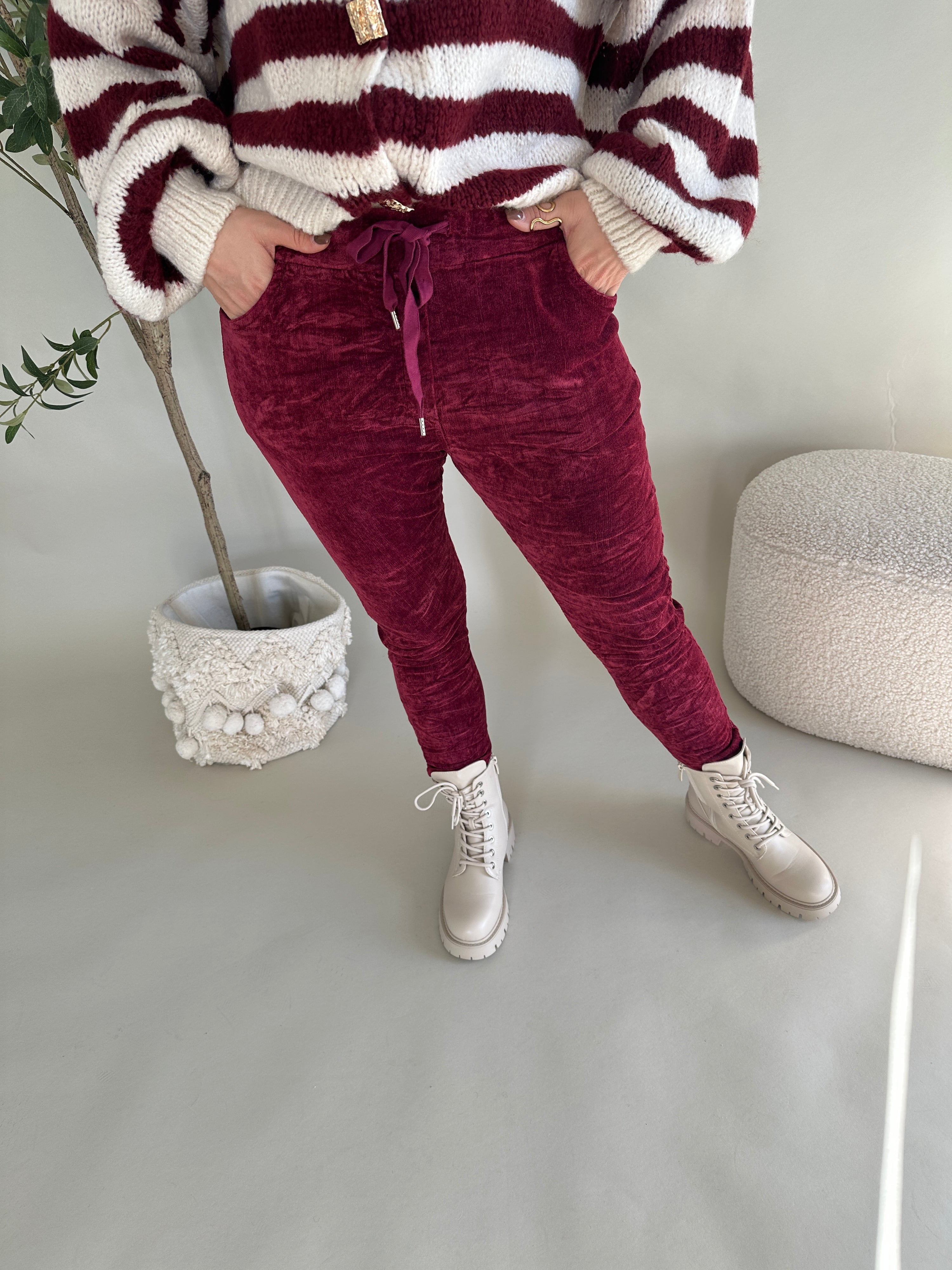 Hose in Bordeaux  Samt-Optik