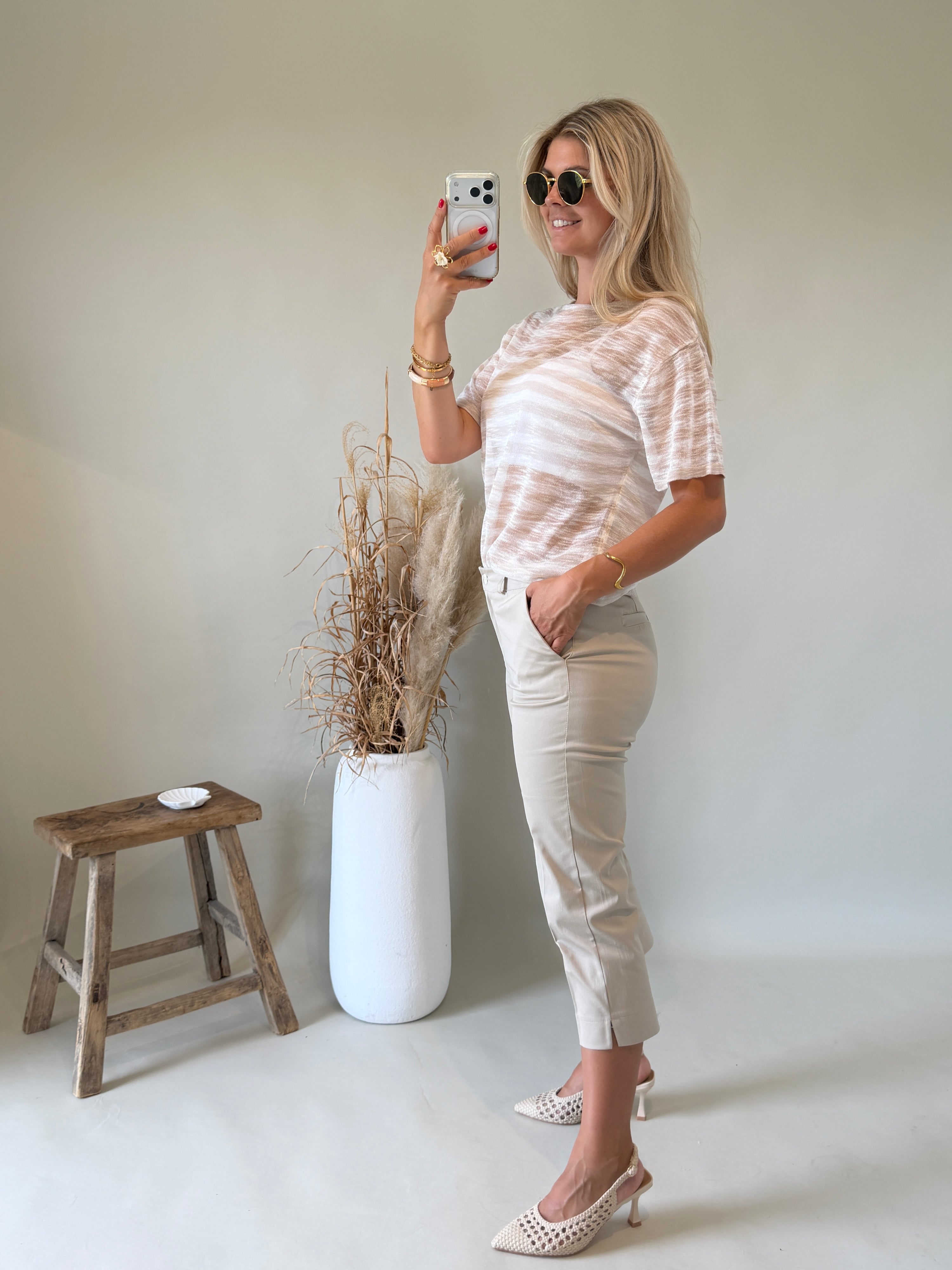 Hose in Beige  ( 3 / 4 Länge mit Tuch )