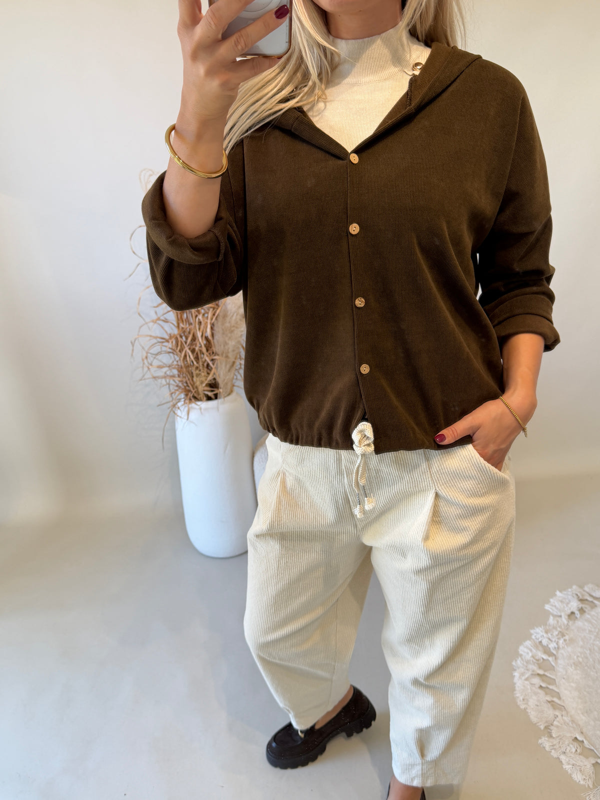 Jacke in Schokobraun mit Kapuze