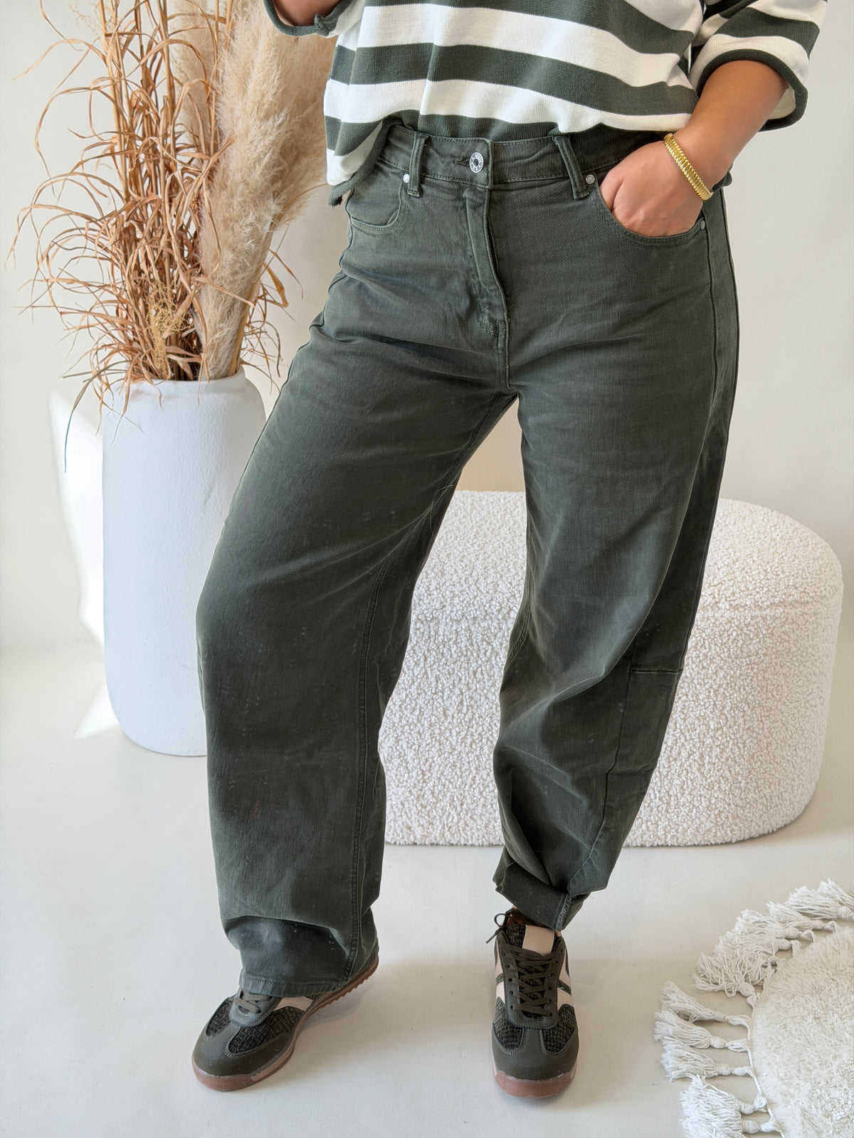 Jeans in Olivgrün ( Ballon )