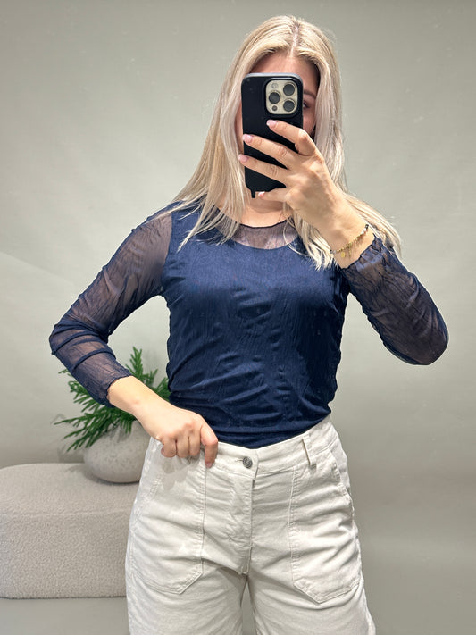 Netzshirt in Dunkelblau