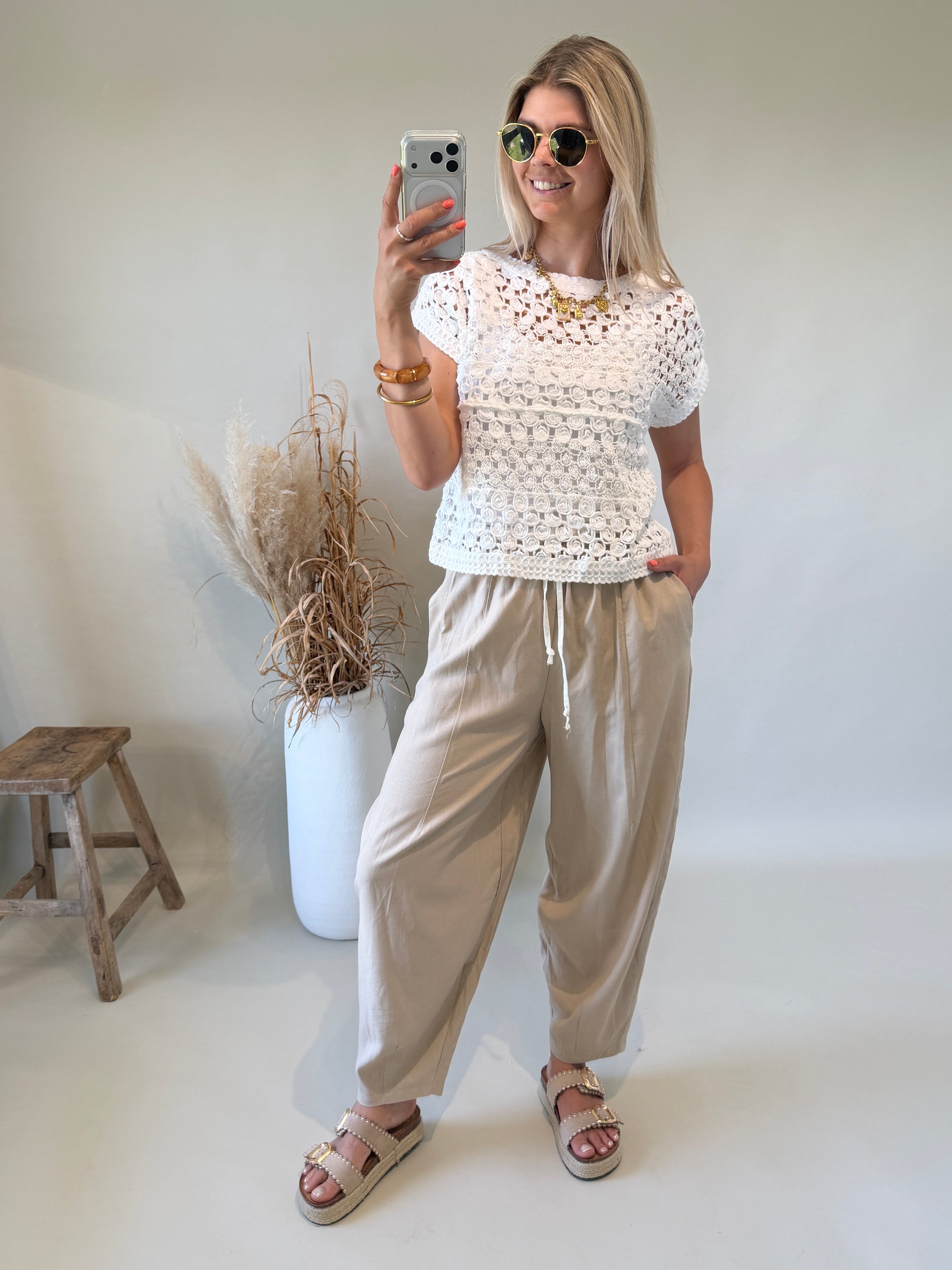 Pullover in Weiß aus Bohospitze ( Ärmellos )