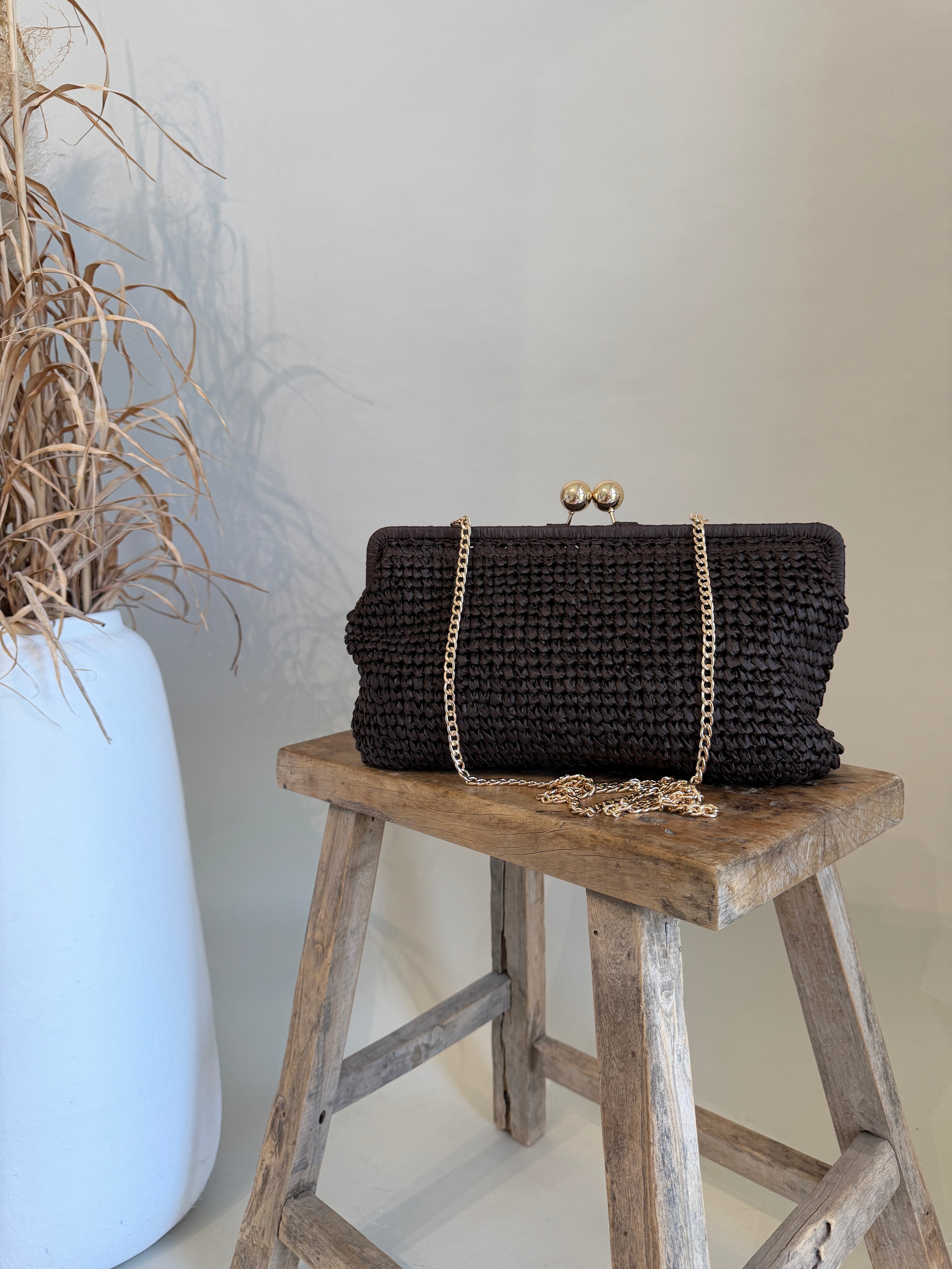 Basttasche in Schokobraun