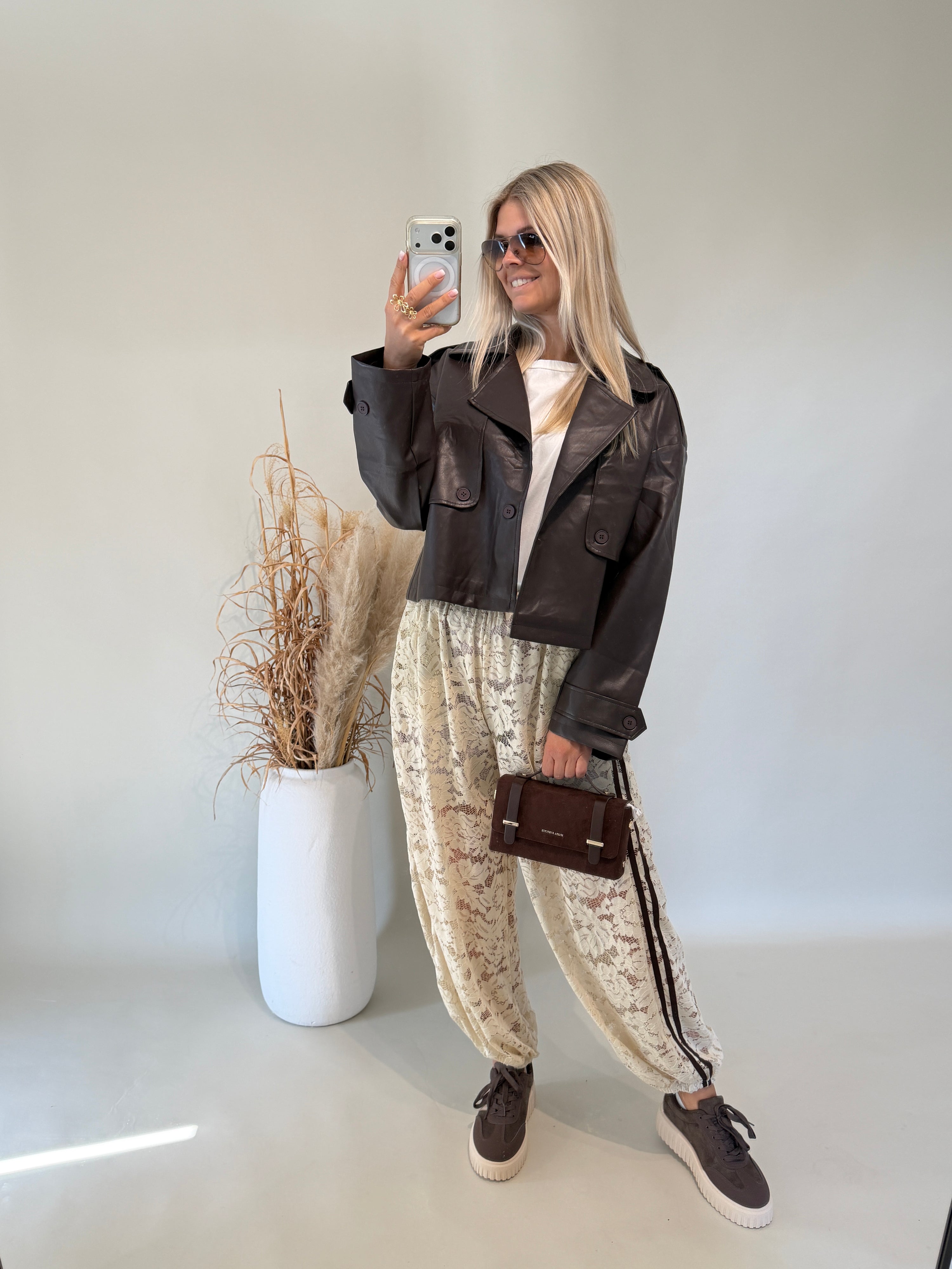 Kunstlederjacke in Schokobraun
