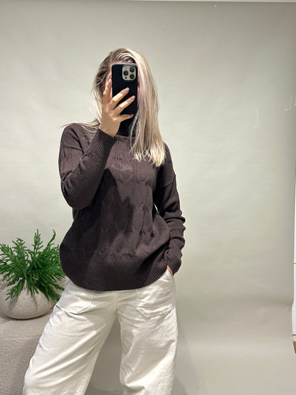 Pullover in Schokobraun mit Muster und Rollkragen