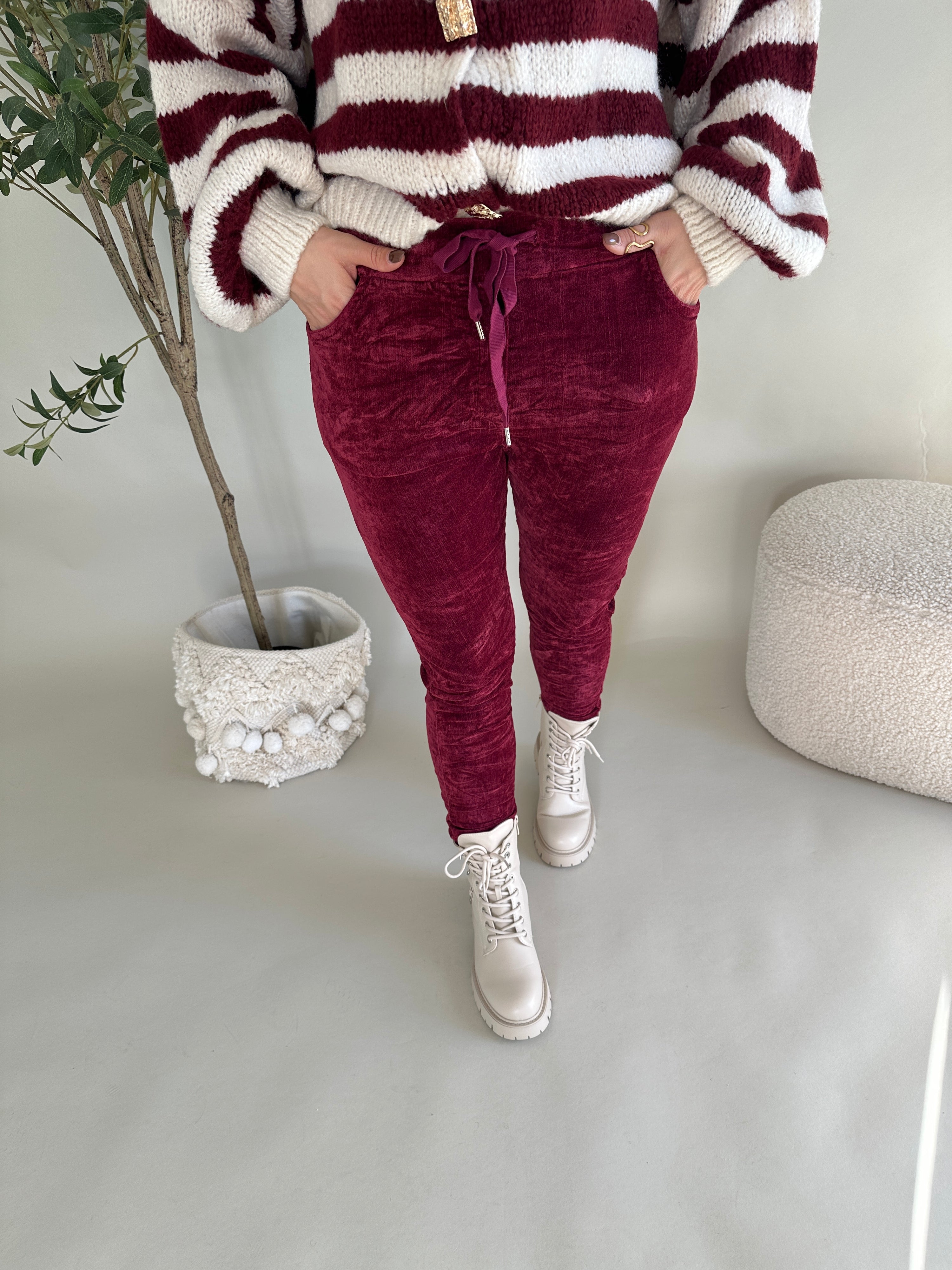 Hose in Bordeaux  Samt-Optik