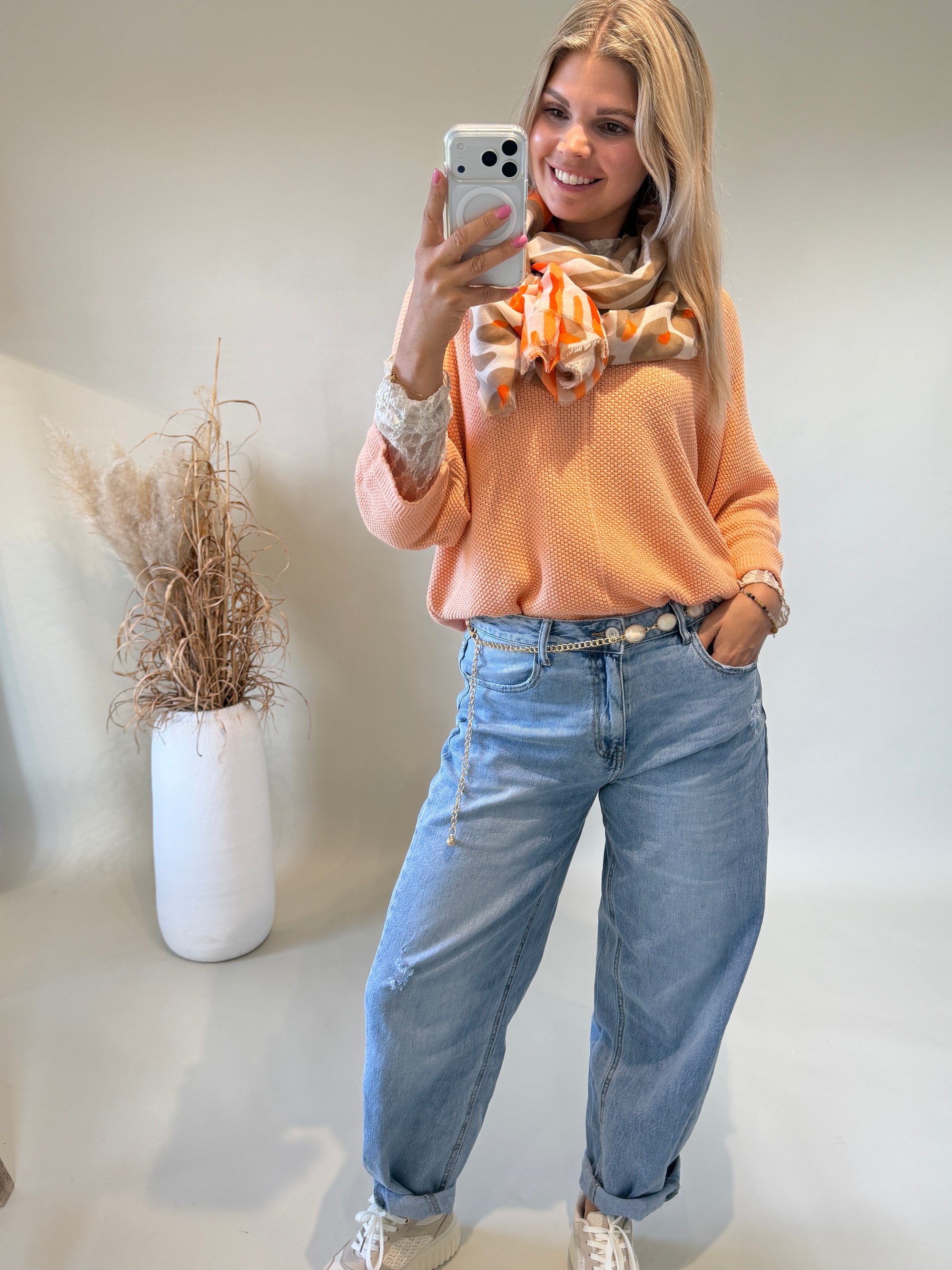 Pullover in Orange mit leichten Glitzer ( kurzarm )