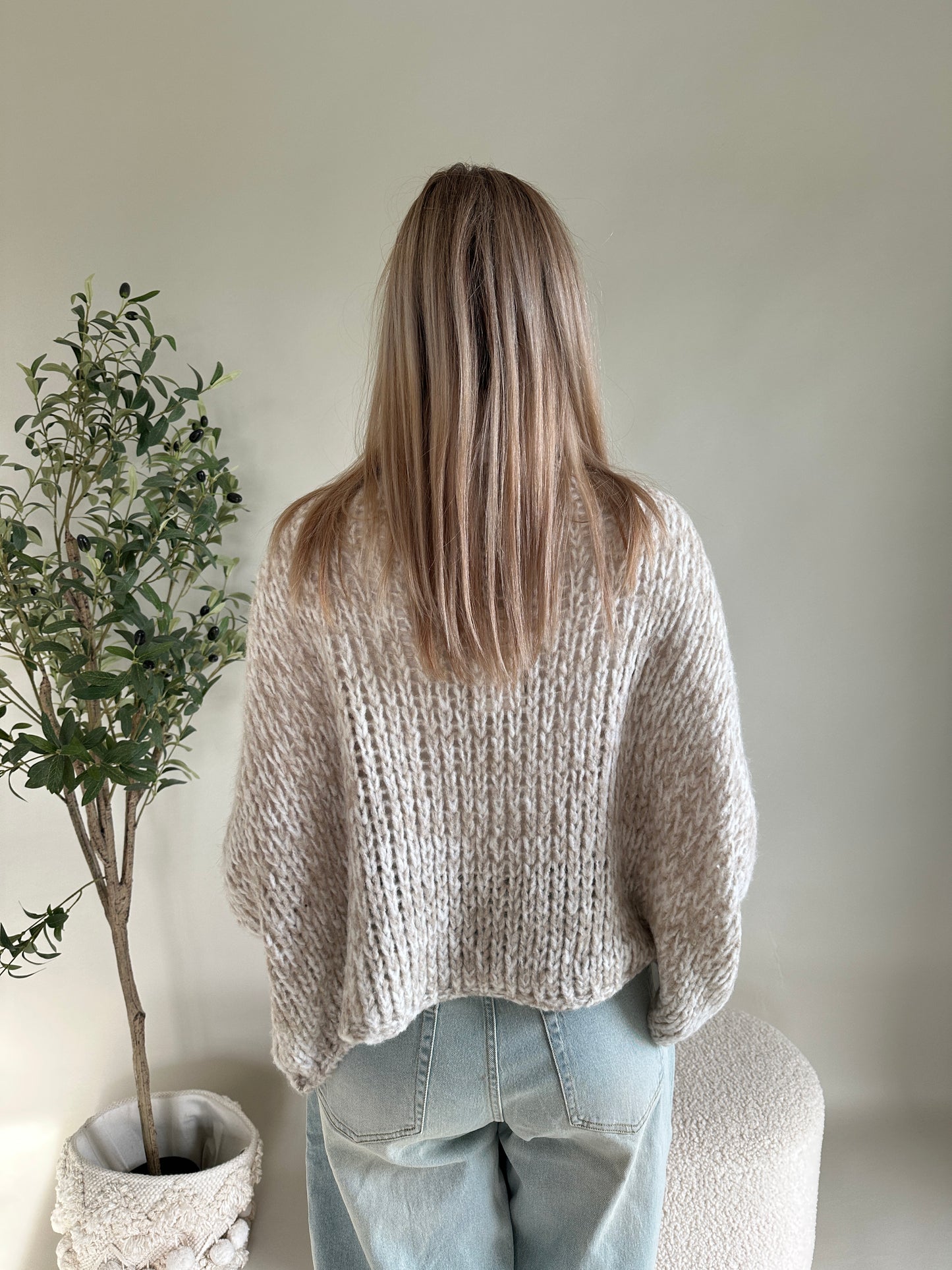 pullover in beige/wollweiß (lochmuster)