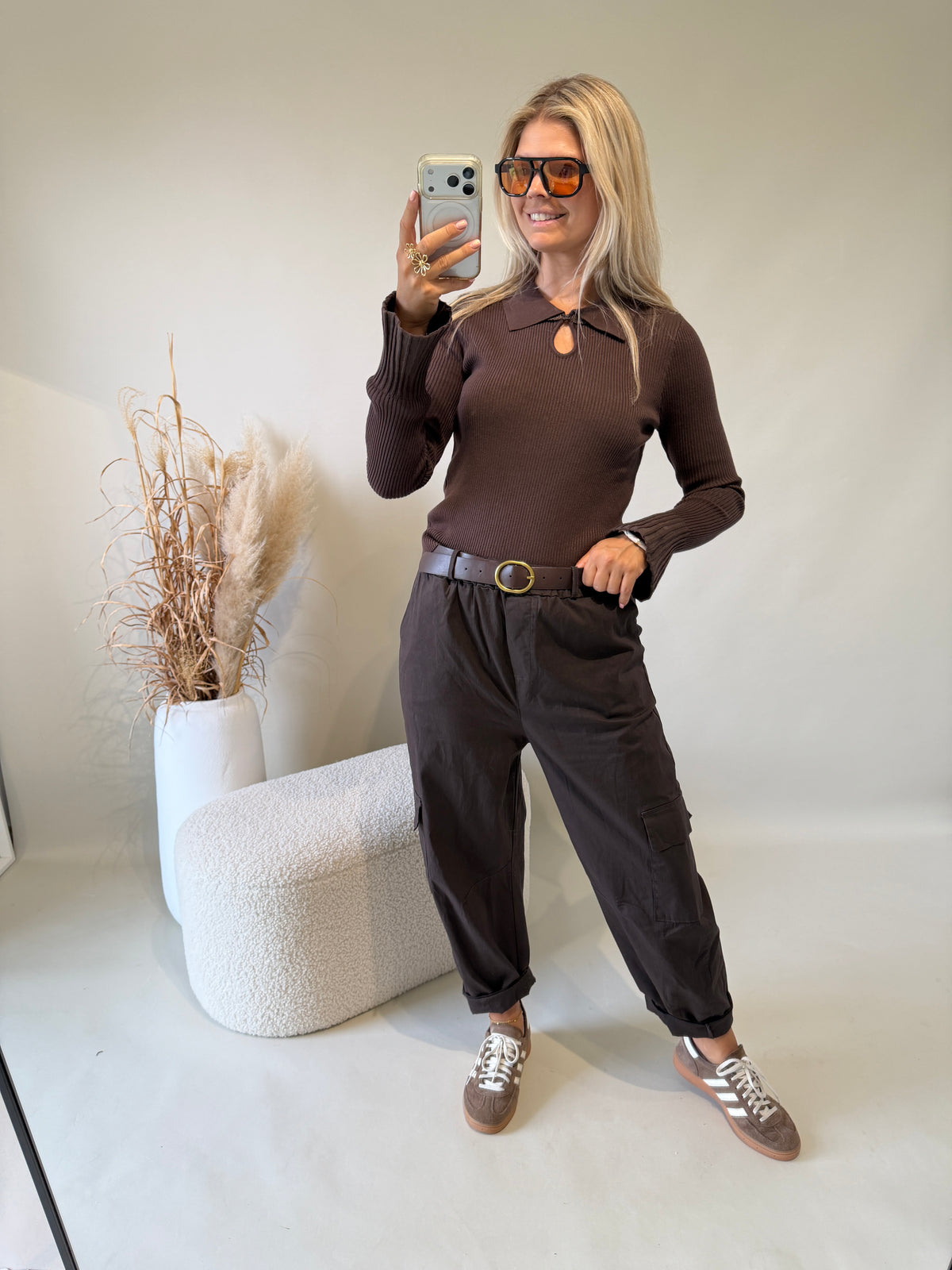 Pullover in Schokobraun  mit Kragen
