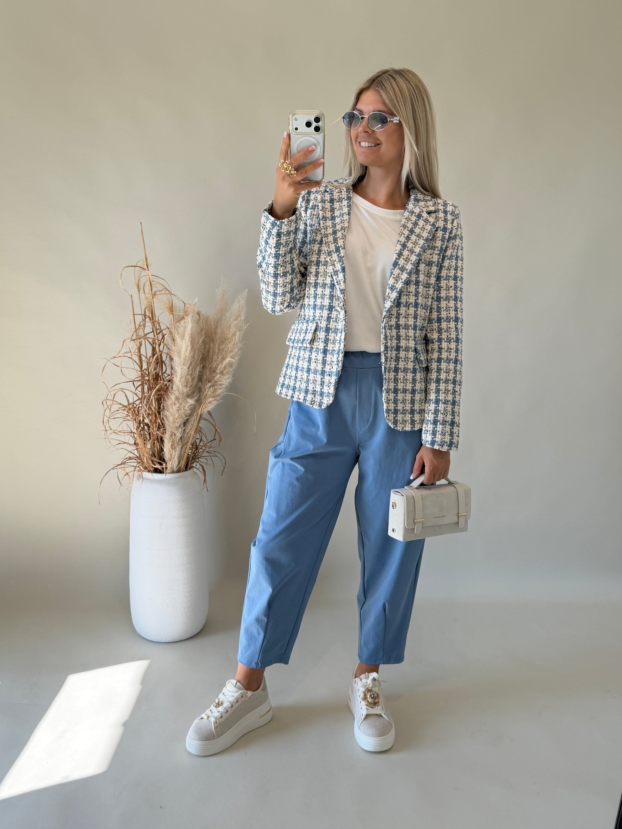 Blazer in Rauchblau / Wollweiß
