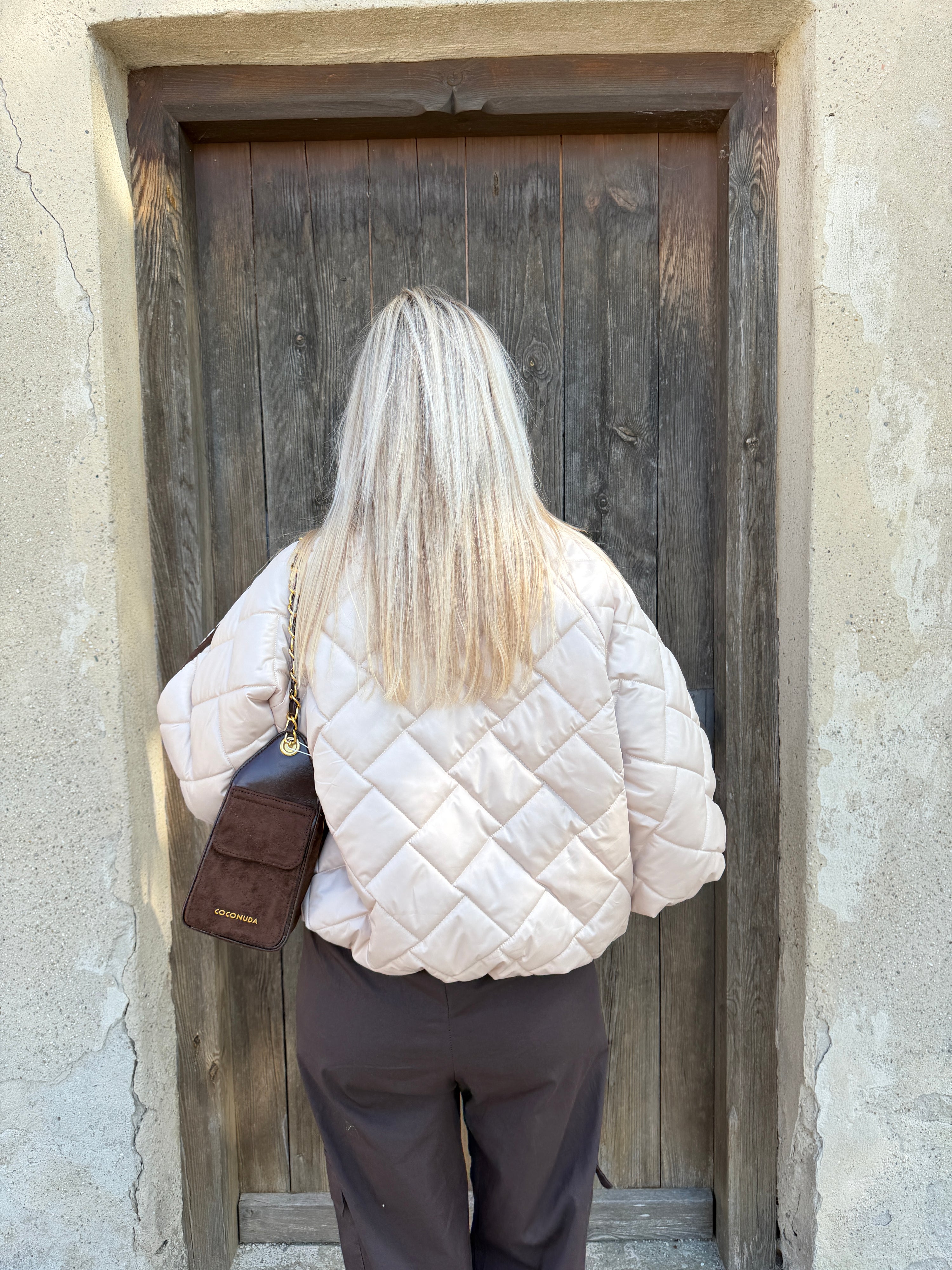Jacke in Sand mit Schokobraunen Streifen