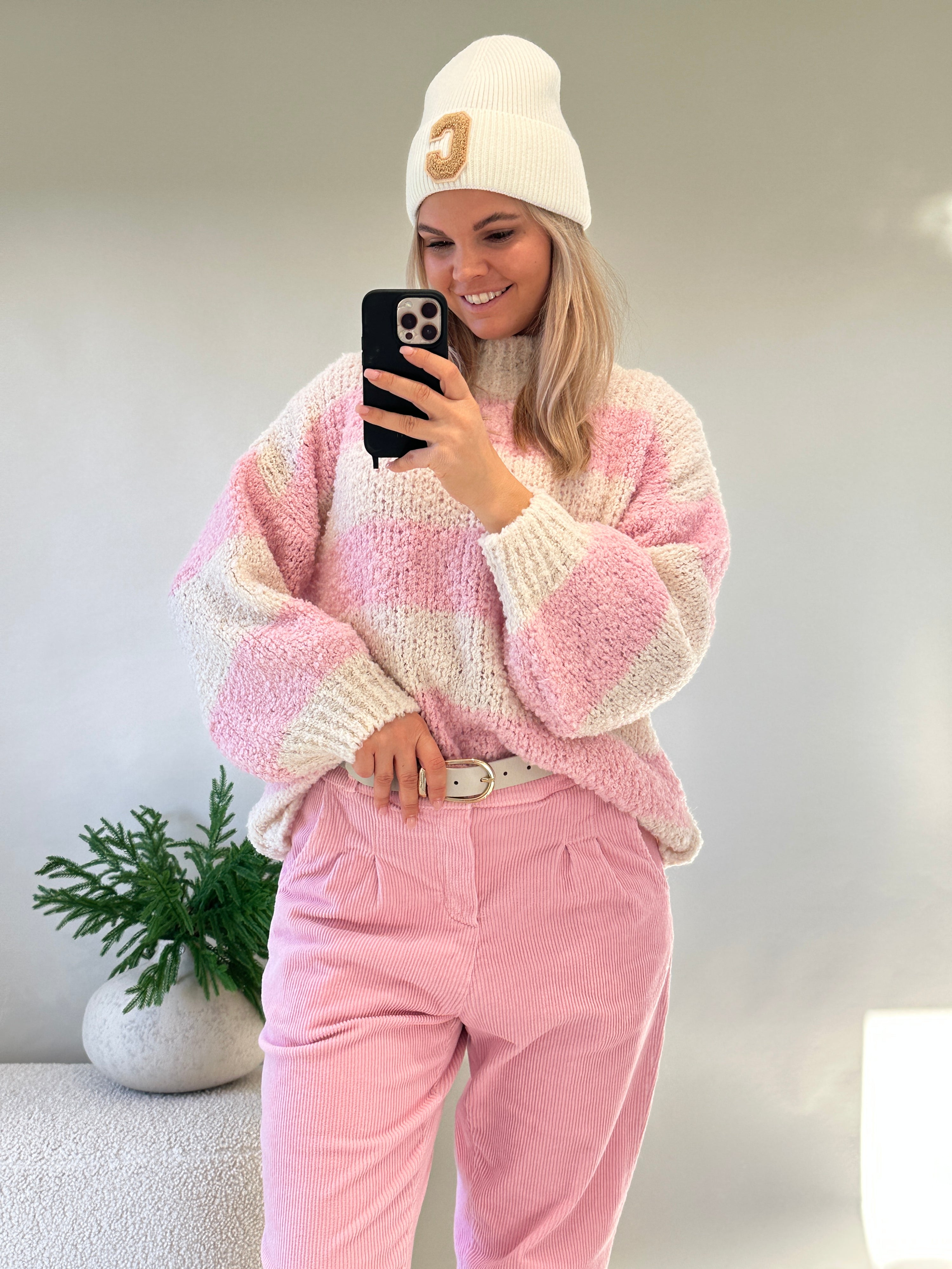 Pullover in Rosa/Beige