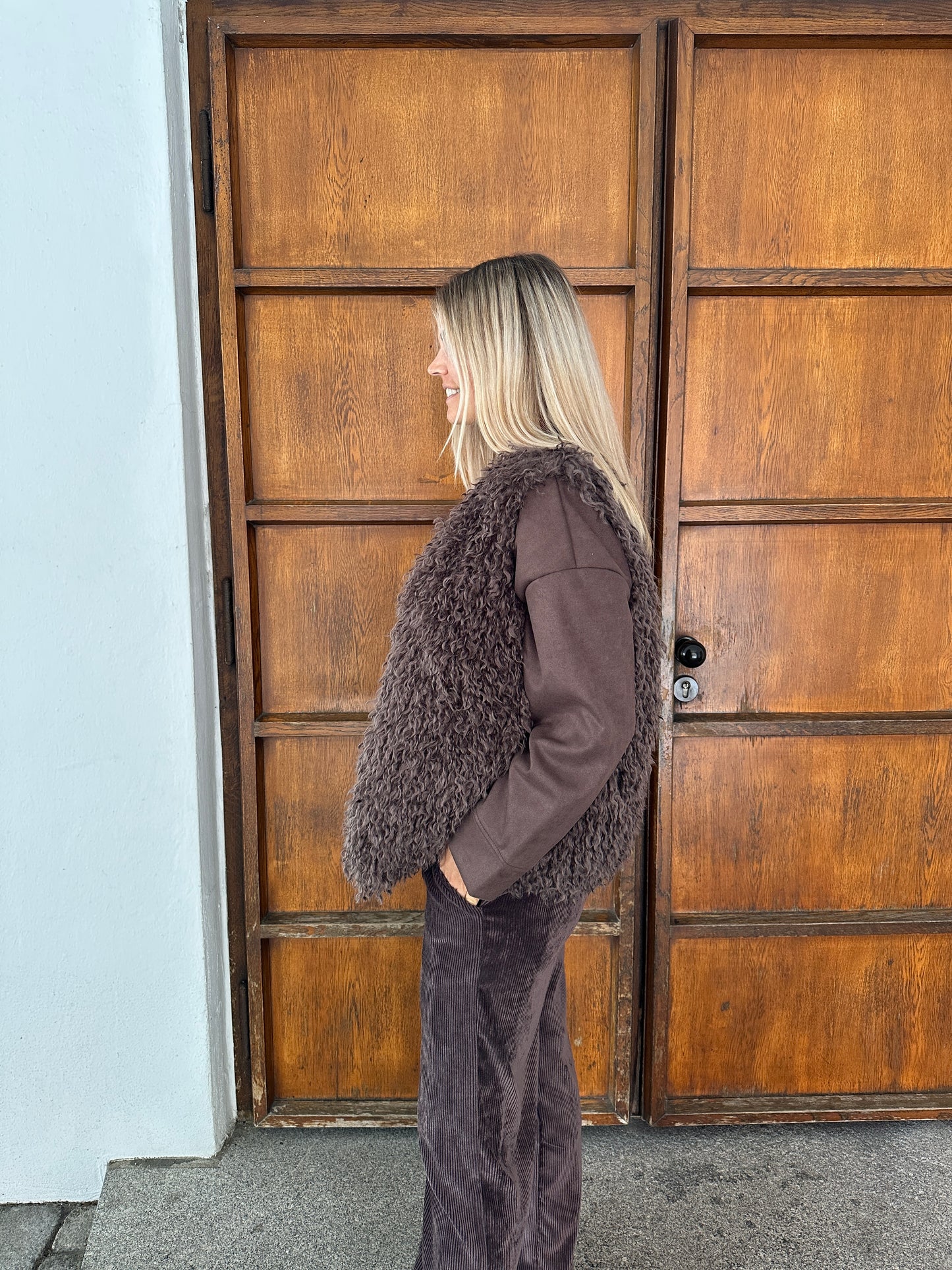 felljacke in schokobraun