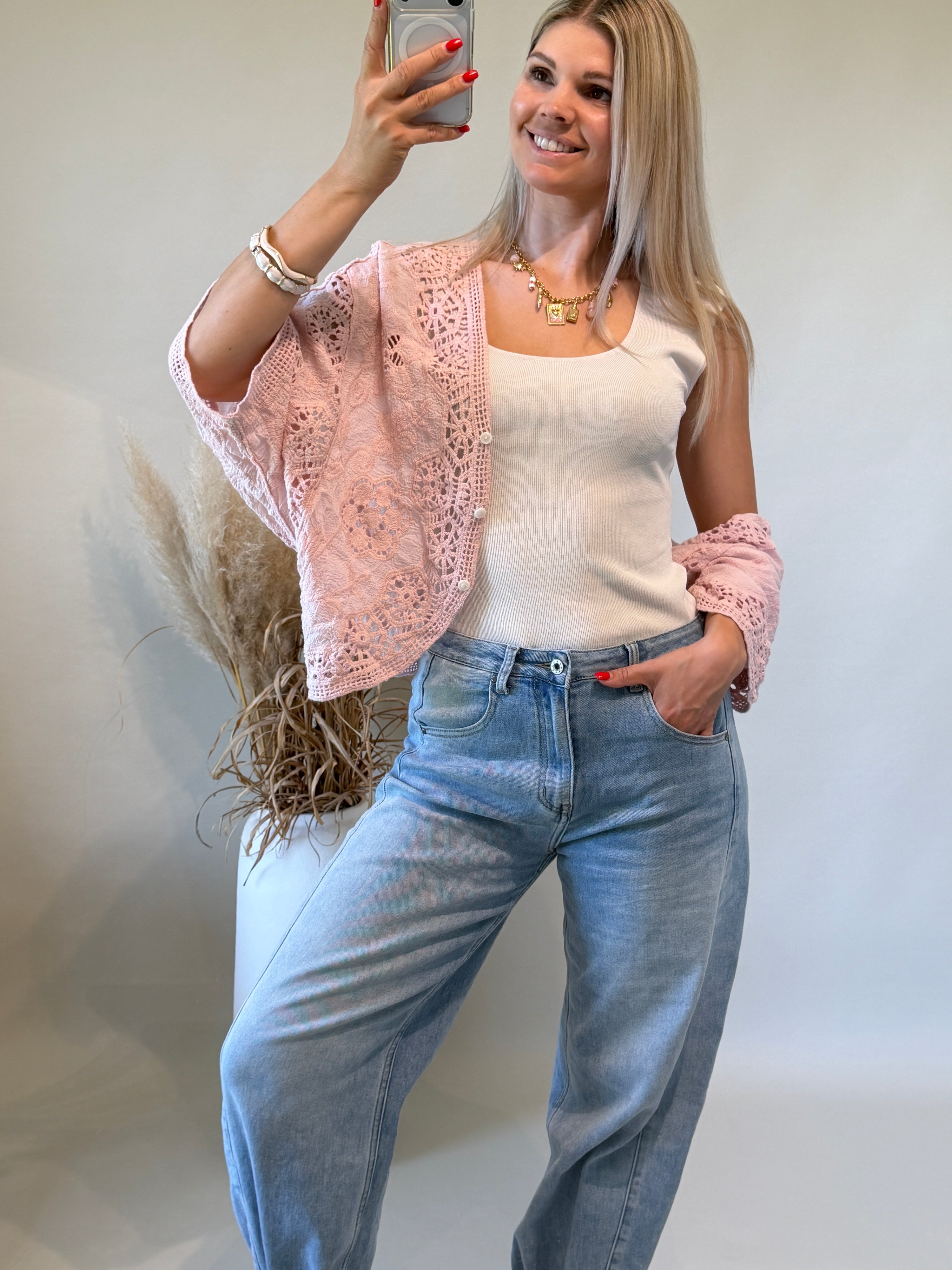 Jacke Boho in Rosa