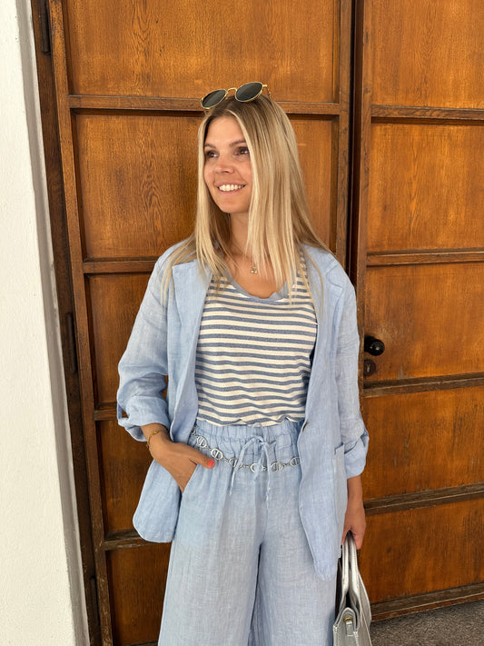 Streifen Top in Hellblau