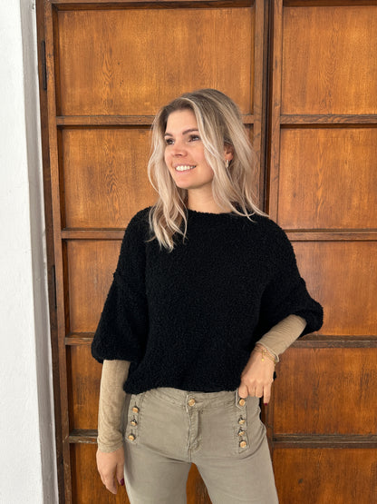 Shirt in Zimt mit feinen Glitzerstreifen