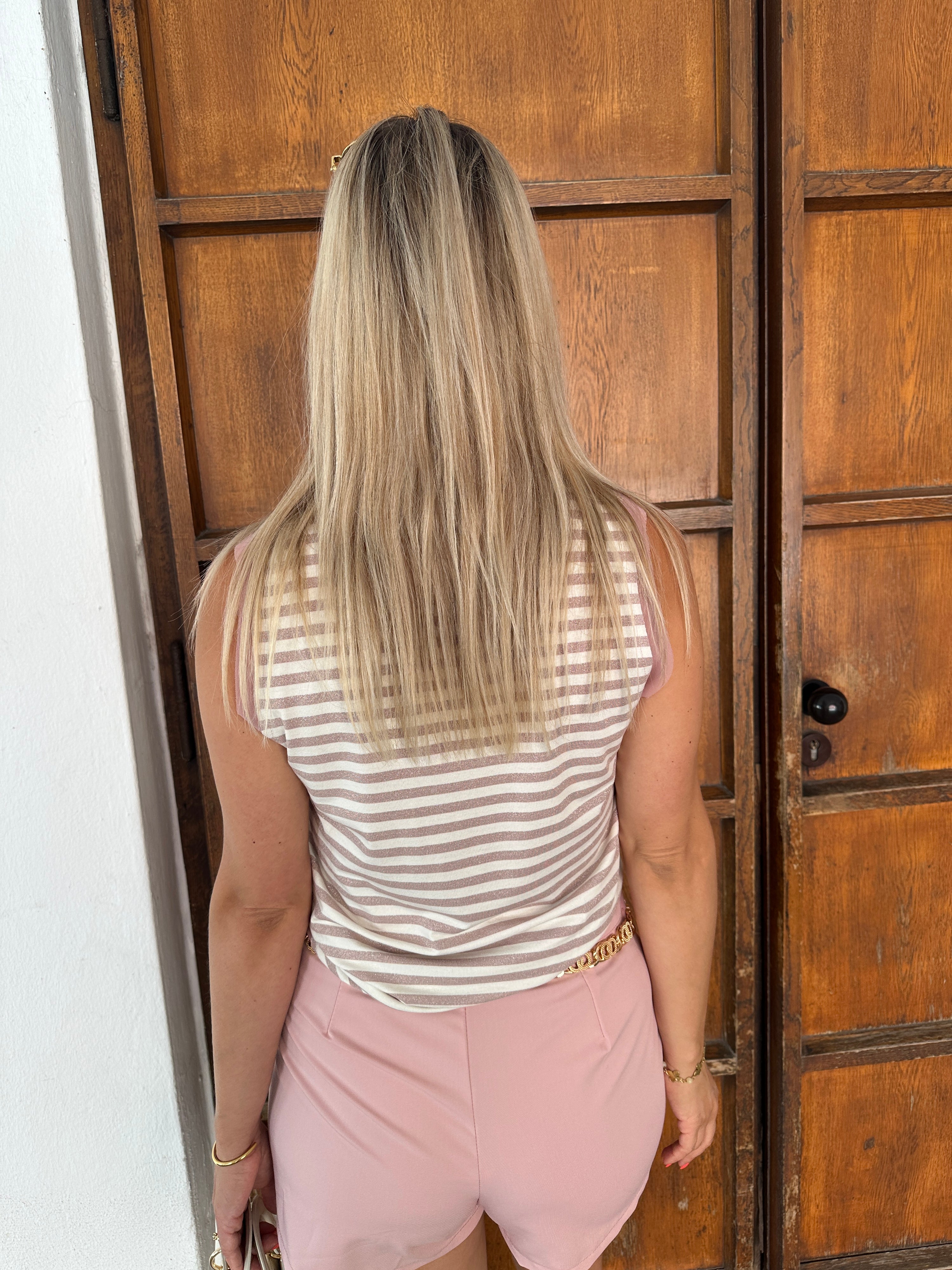 Streifen Top in Rosa