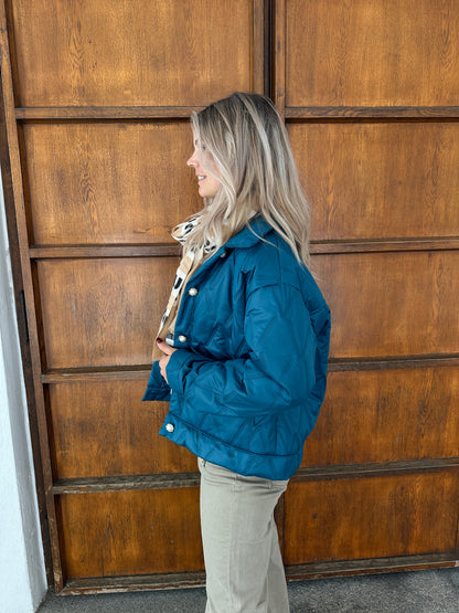Jacke in Petrol leichte Steppjacke