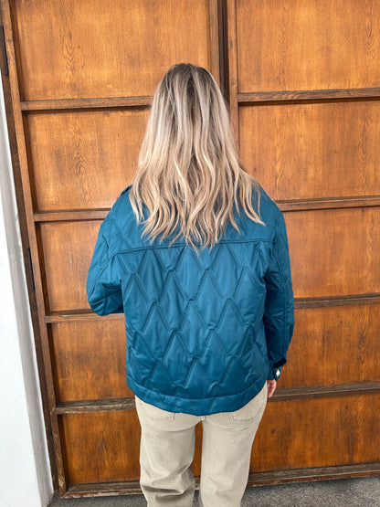 Jacke in Petrol leichte Steppjacke