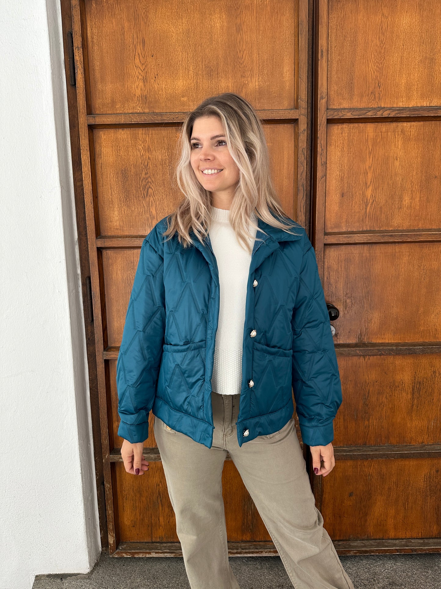 jacke in petrol leichte steppjacke