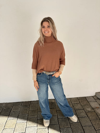 Pullover in Zimt kurzarm