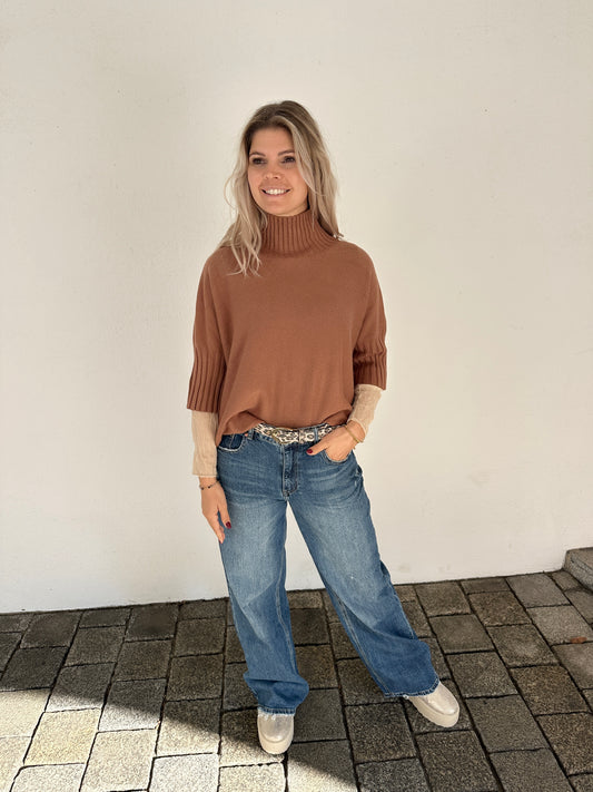 Pullover in Zimt kurzarm