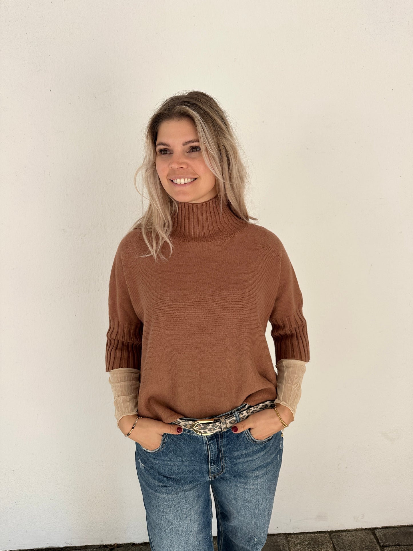 pullover in zimt kurzarm