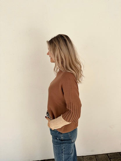 Pullover in Zimt kurzarm