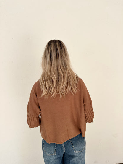 Pullover in Zimt kurzarm