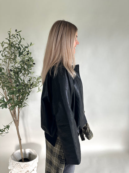 Ballonjacke in Schwarz ( Kunstleder )