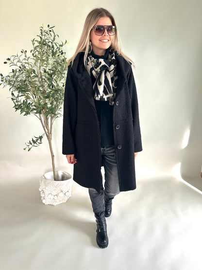 Schal in Olivgrün/Schwarz/Beige mit Leo-Muster