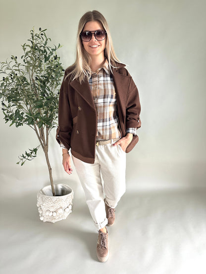 Hemdbluse in verschiedenen Brauntönen ( kariert )