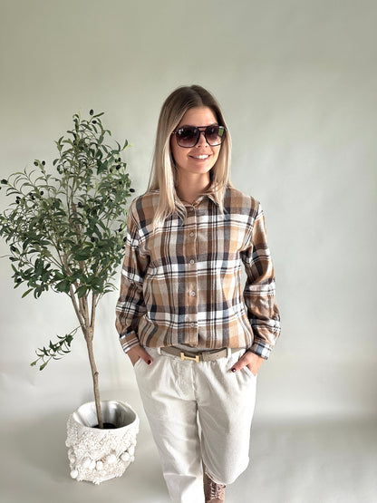 Hemdbluse in verschiedenen Brauntönen ( kariert )