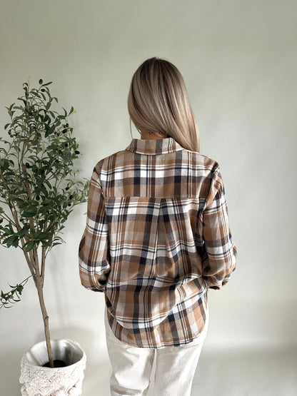 Hemdbluse in verschiedenen Brauntönen ( kariert )