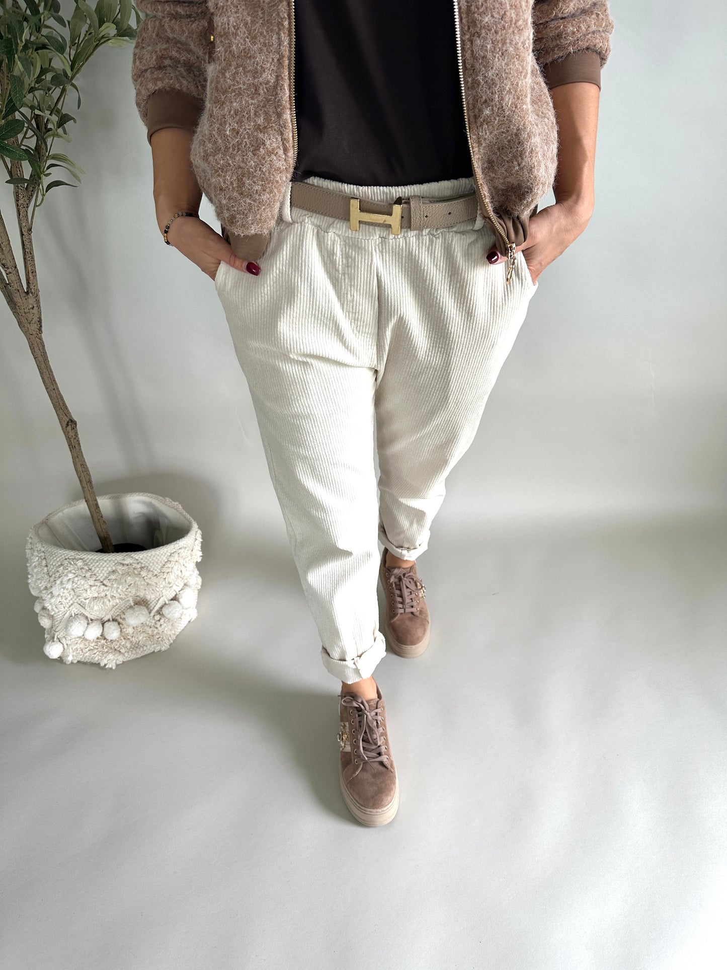 gürtel mit h-schnalle in beige