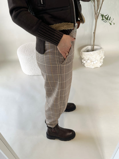 Balloon Hose in Schokobraun/Zimt/Wollweiß