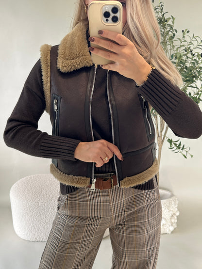 Midi Weste in Schokobraun