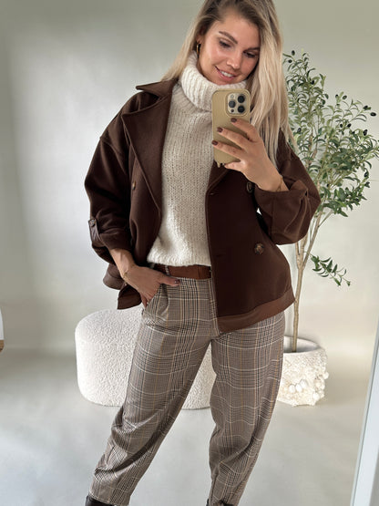 Balloon Hose in Schokobraun/Zimt/Wollweiß