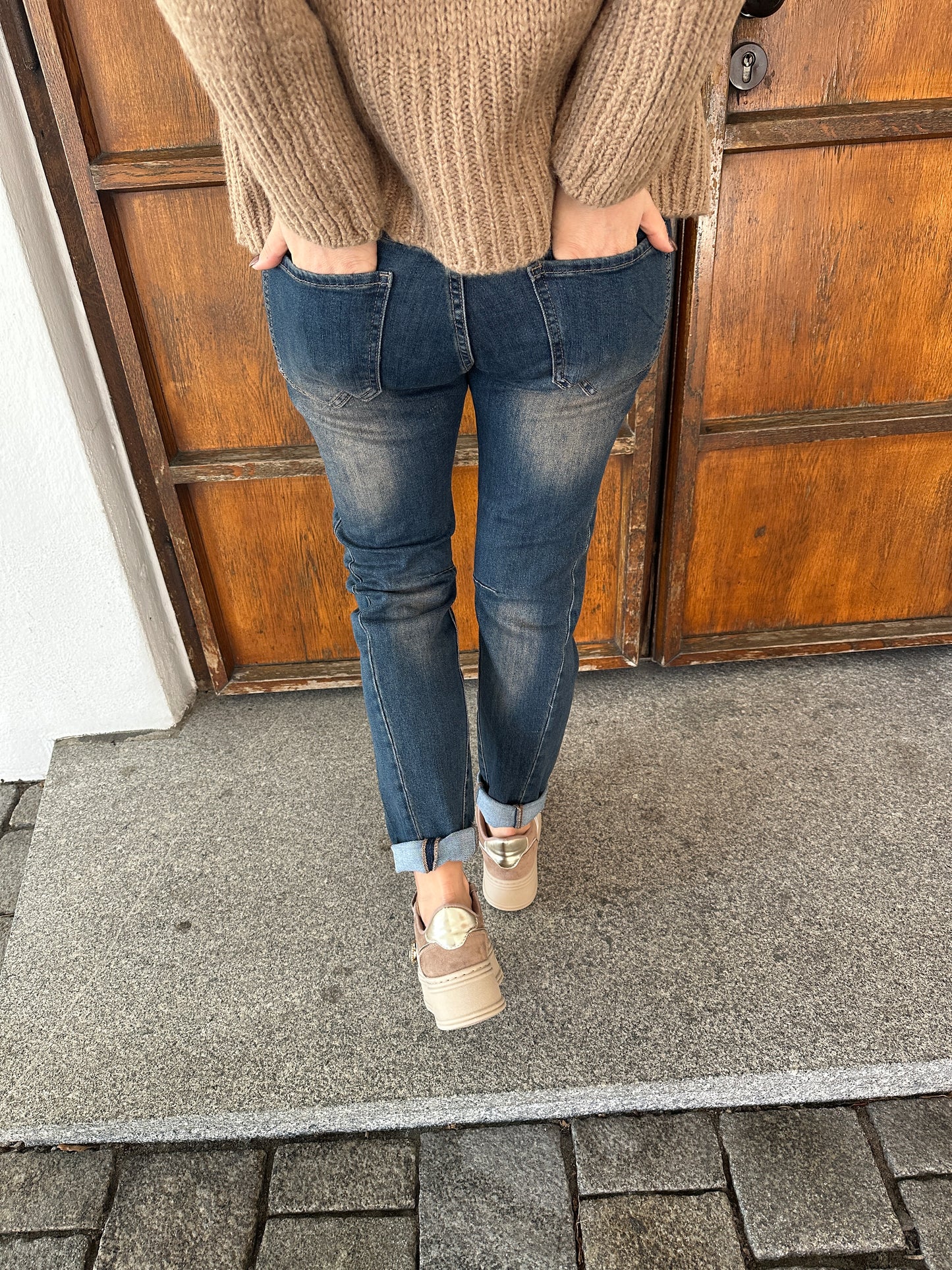 jeans mit aufdruck in zimt