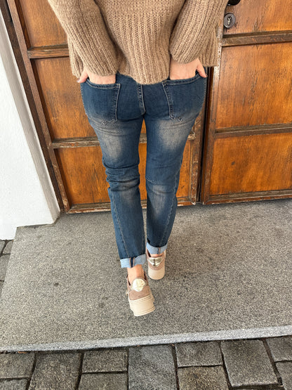 Jeans mit Aufdruck in Zimt