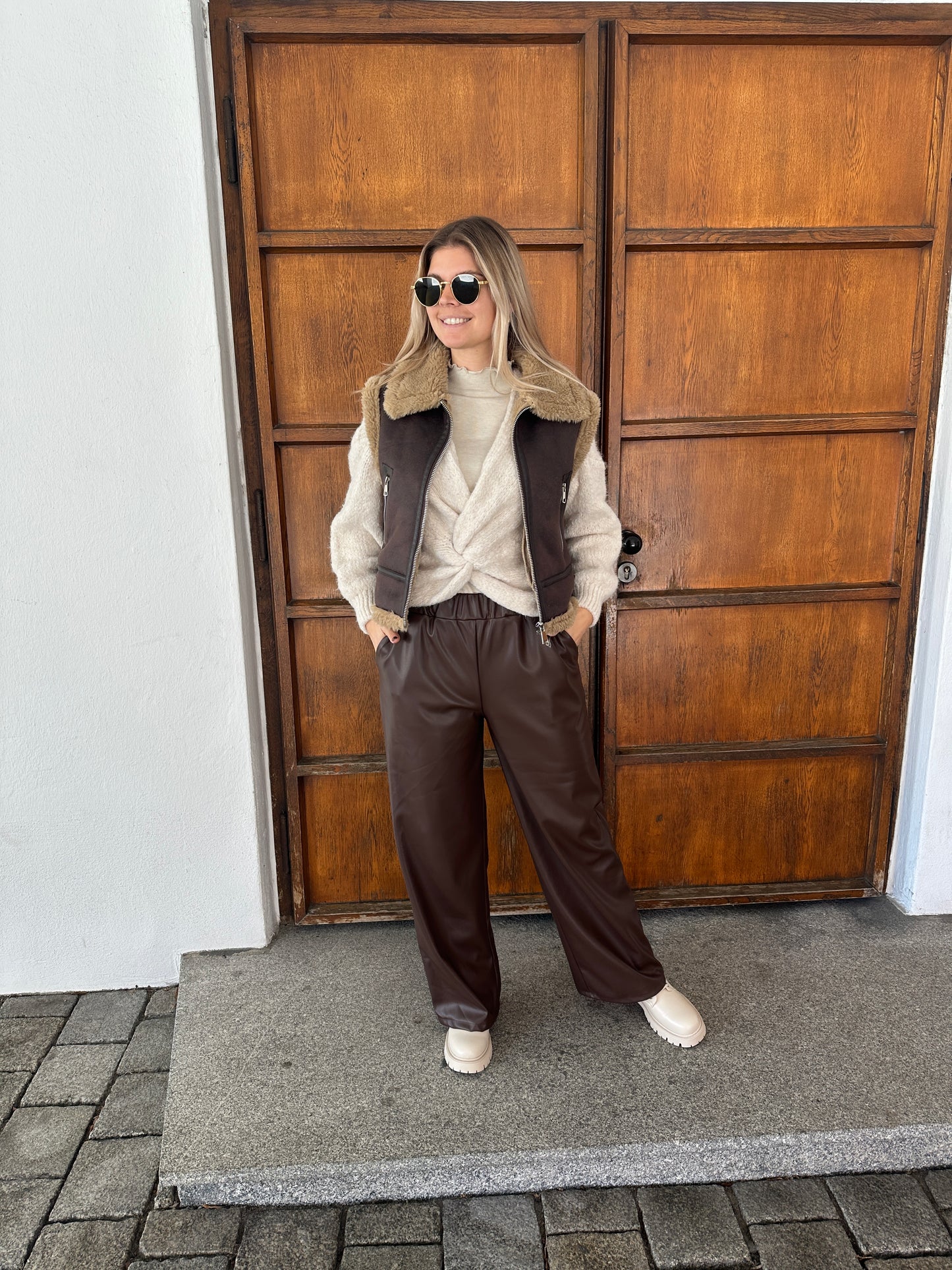 wide leg in schokobraun