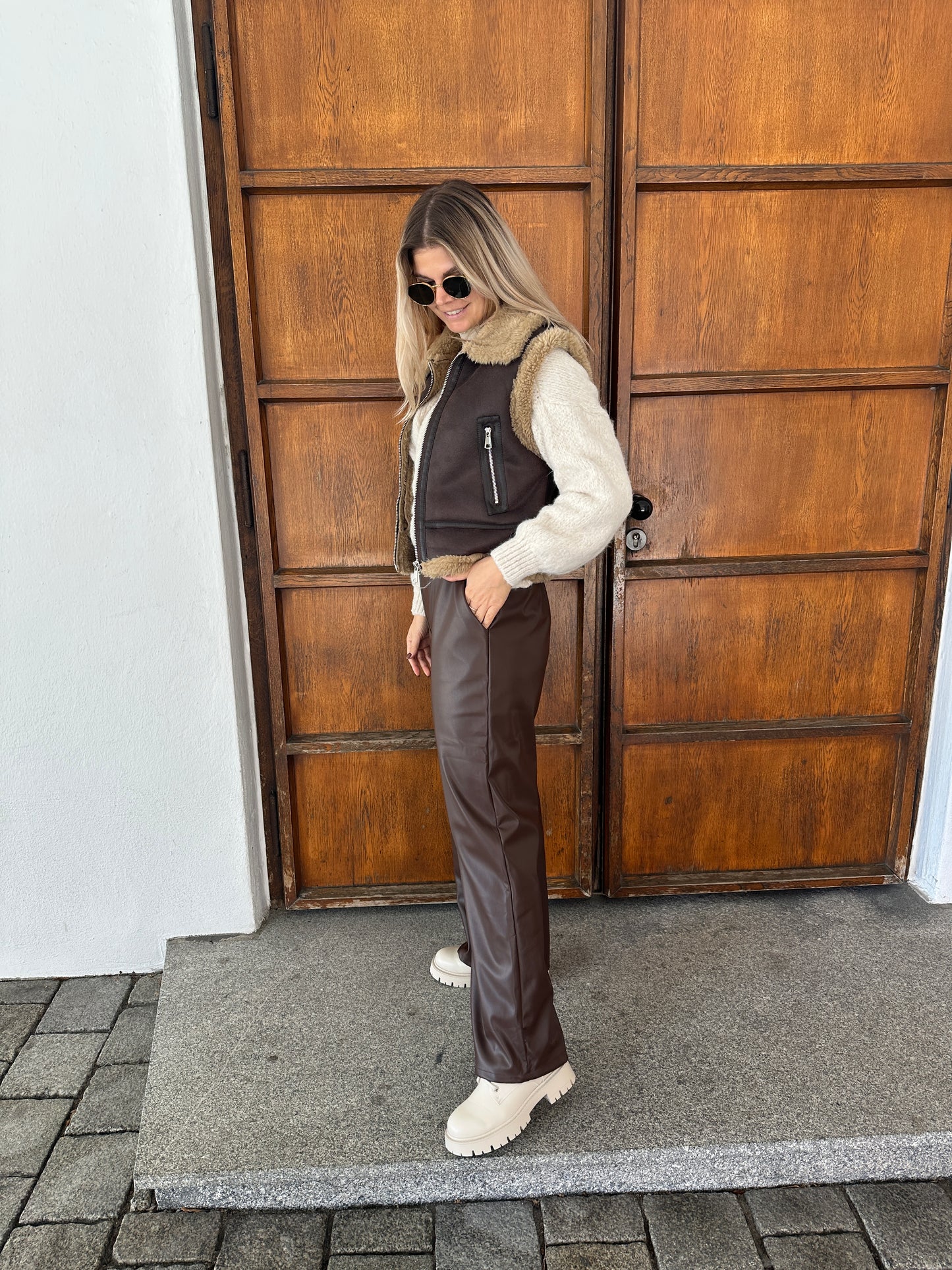 wide leg in schokobraun