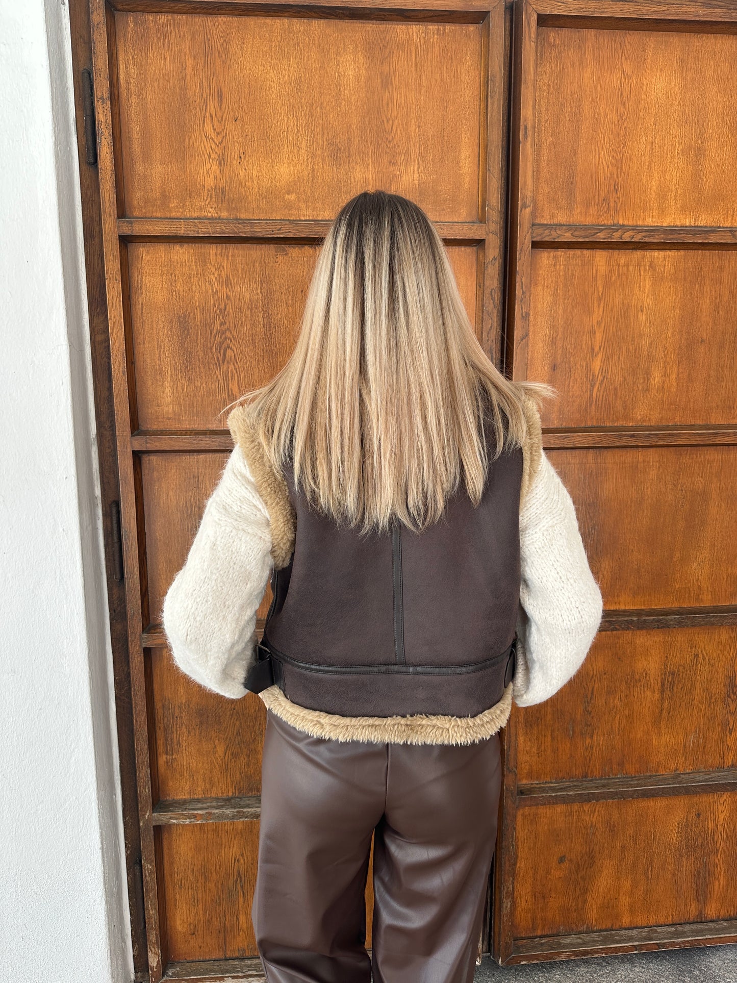 midi weste in schokobraun