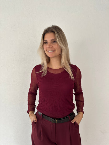 Netzshirt in Bordeaux