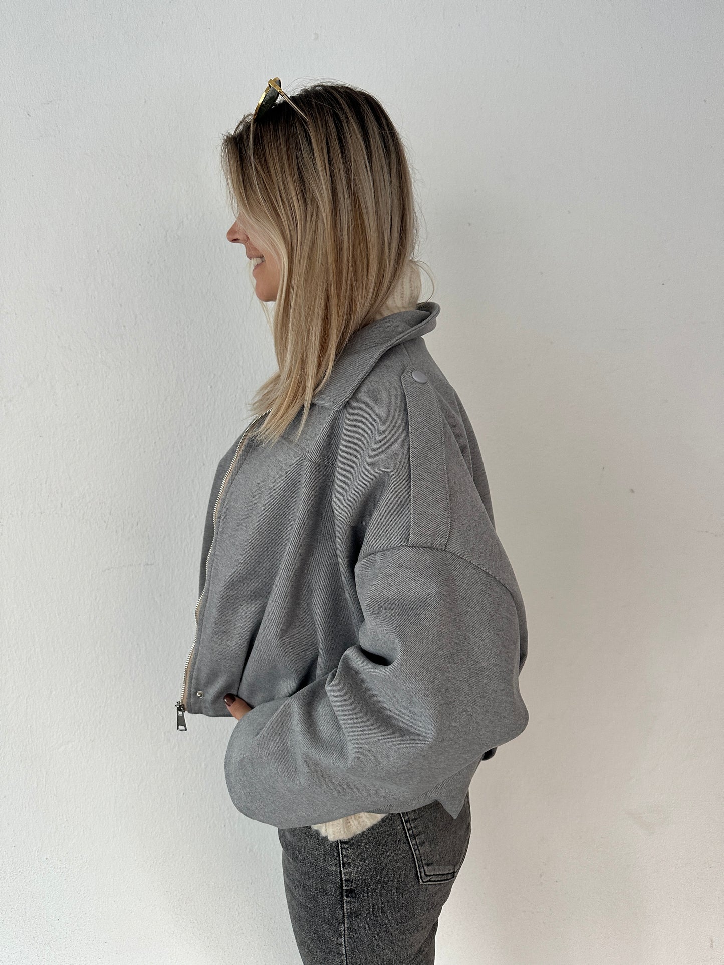 balloon jacke in hellgrau